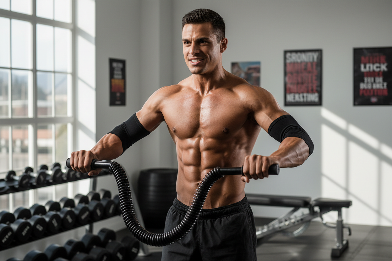 Spring-Loaded Weightlifting Stick - Develop Upper Body Strength and Power